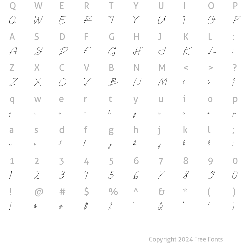 Character Map of Belliniaja Regular