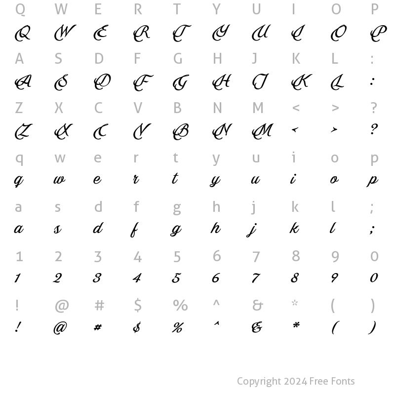 Character Map of Bellino Regular