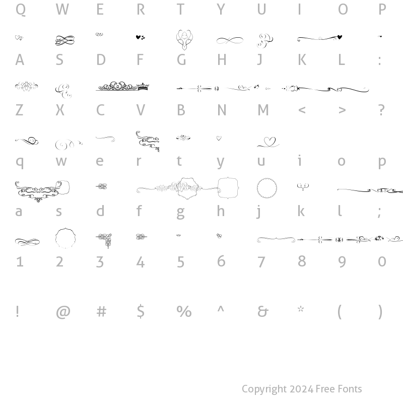 Character Map of Bellisa Ornamen Regular