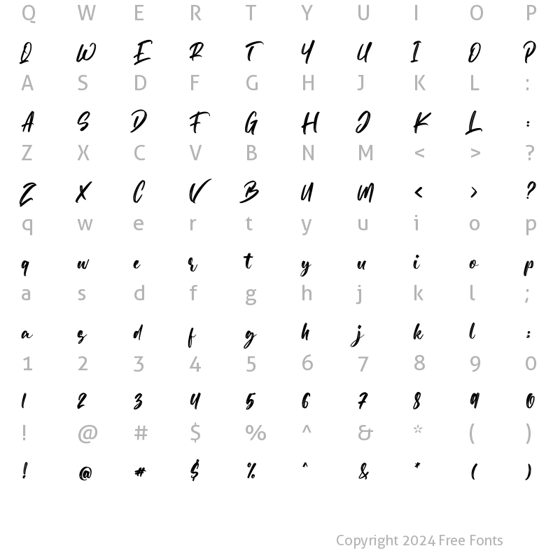 Character Map of Belliza Regular