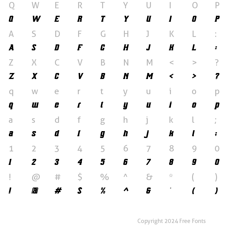 Character Map of Bellmont Italic