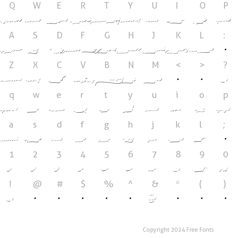 Character Map of Bello Words Shadow