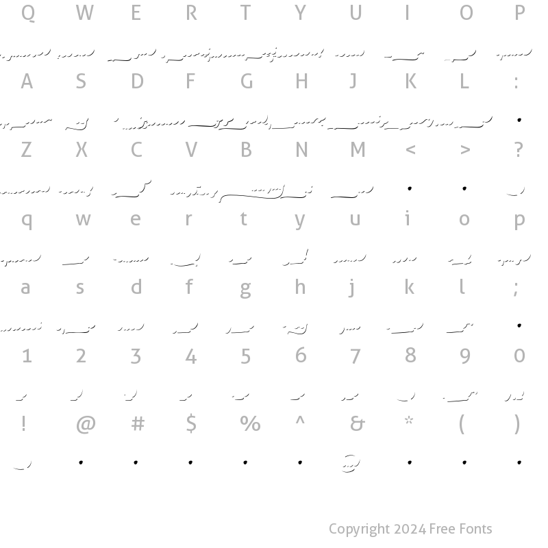 Character Map of Bello Words Shadow Regular