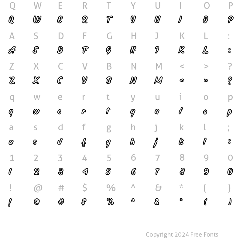 Character Map of Bellone Regular