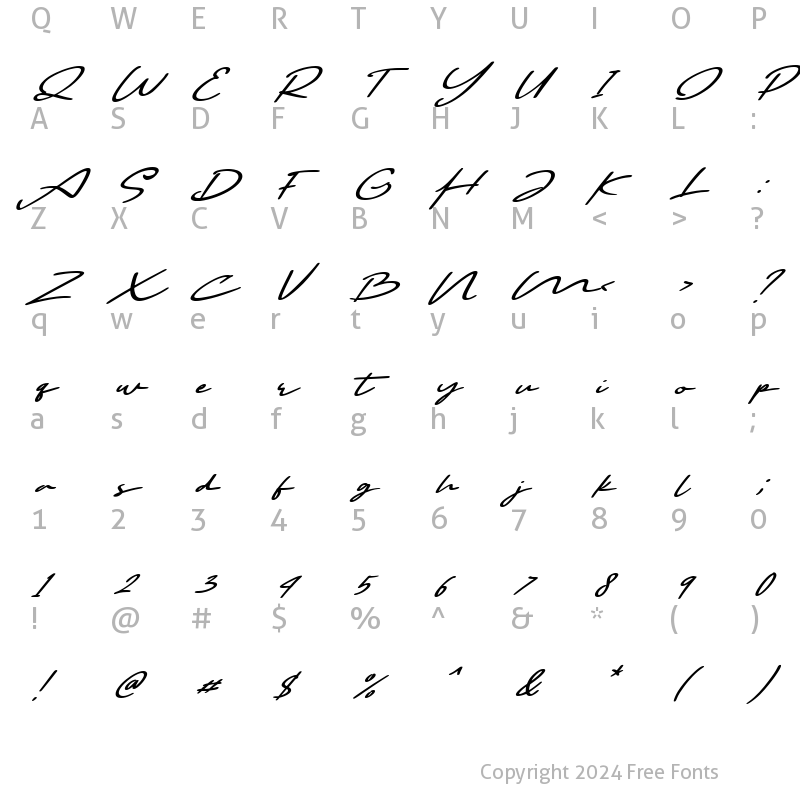 Character Map of Bellova Slant Regular