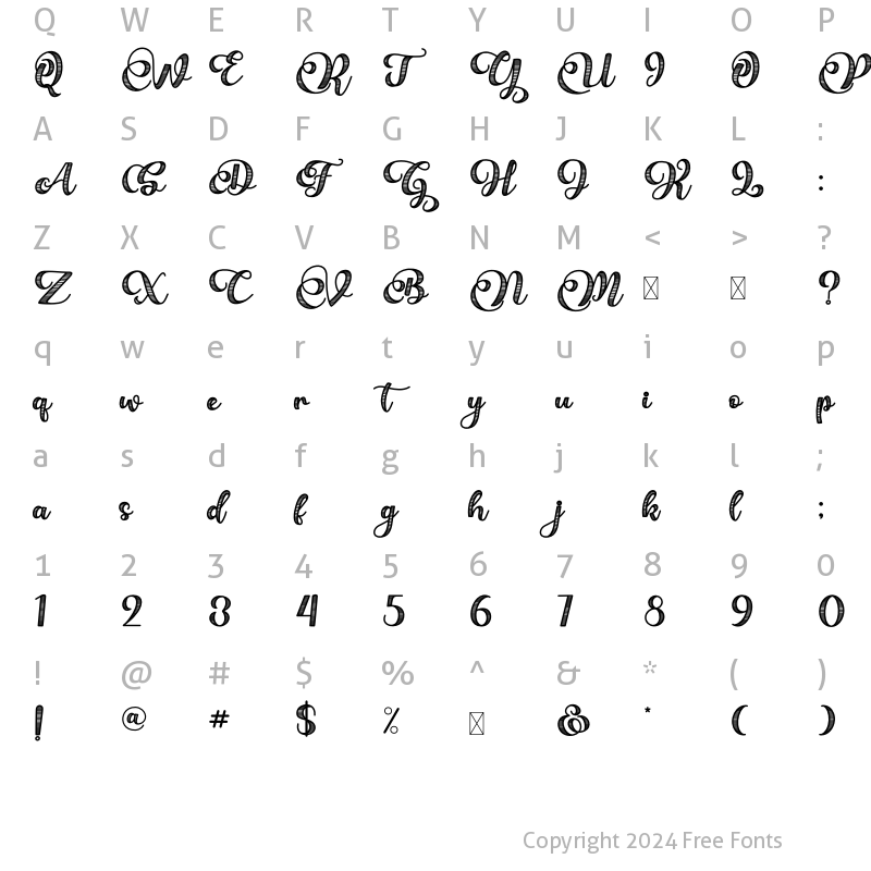 Character Map of Bellove Regular