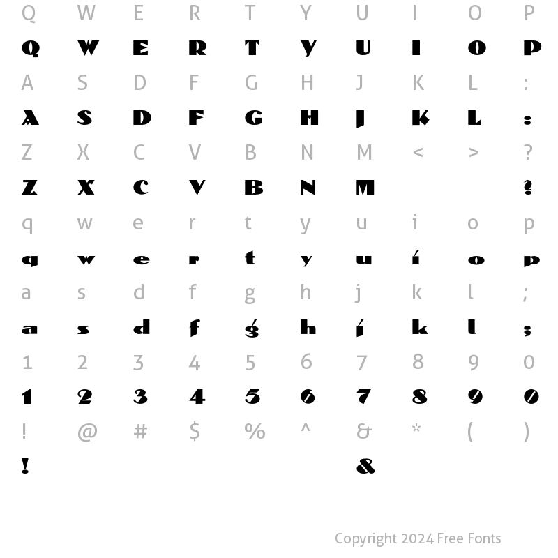 Character Map of Belmondo Regular