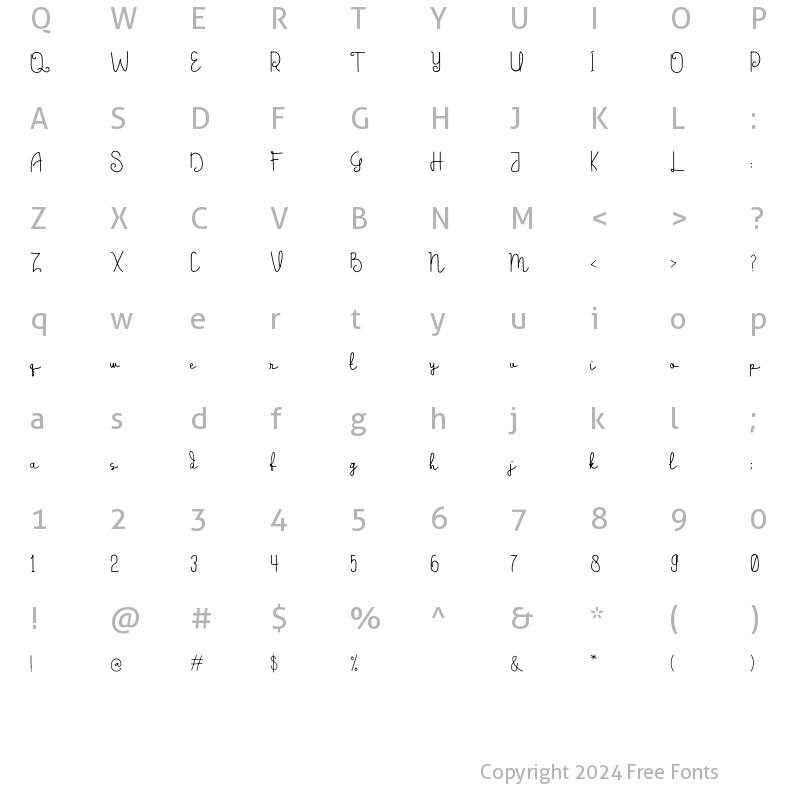 Character Map of Belryna Regular