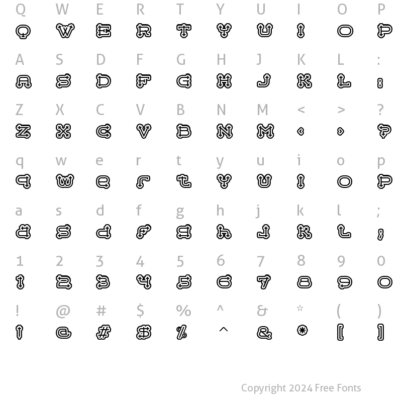 Character Map of BelterMegaOutlineITC Roman