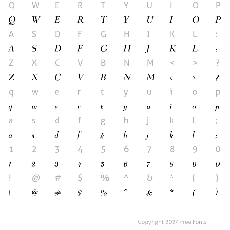 Character Map of Belucian Demi Italic