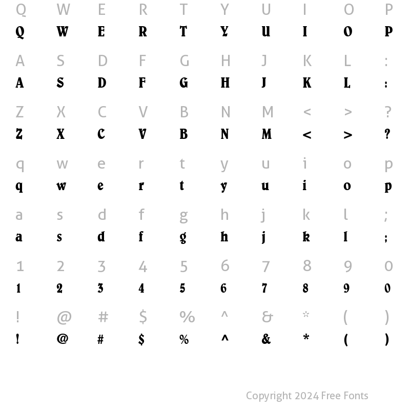 Character Map of Belwe-Condensed Roman