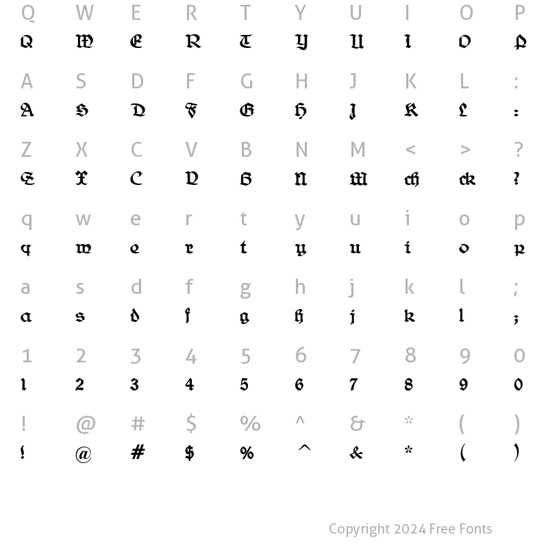 Character Map of Belwe Gotisch Regular