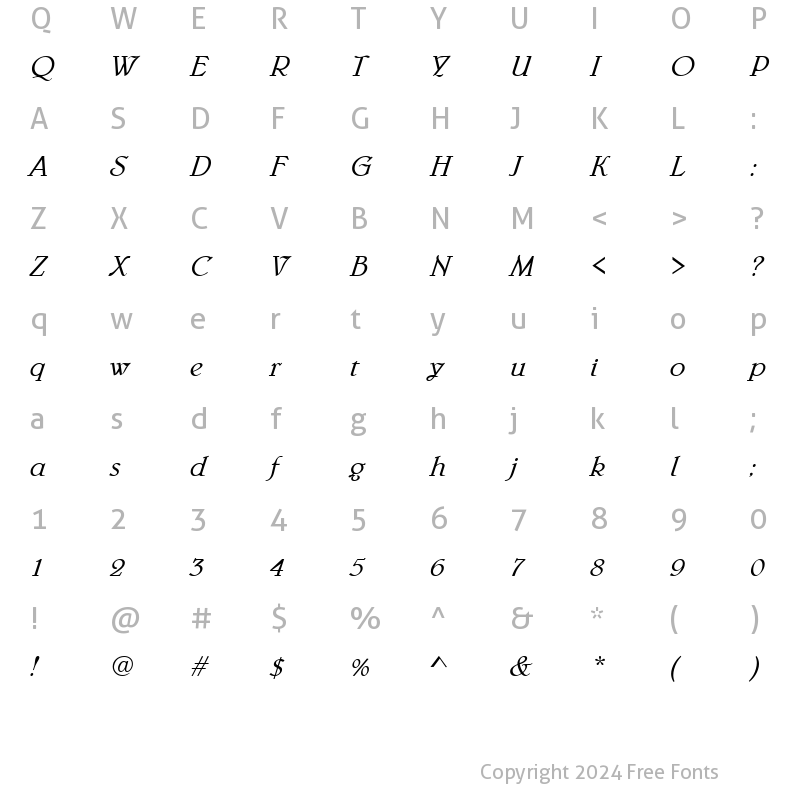 Character Map of Belwe Italic