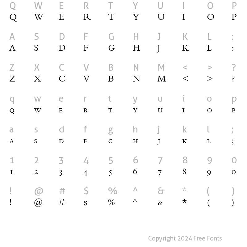 Character Map of BemboSmallCaps&OldstyleFigures Roman