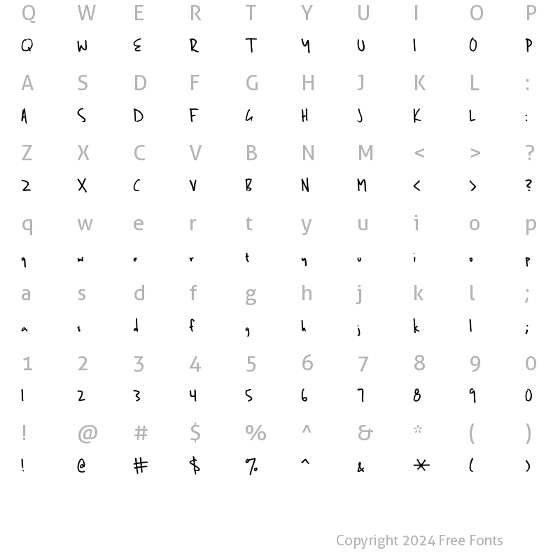 Character Map of Ben Brown Regular