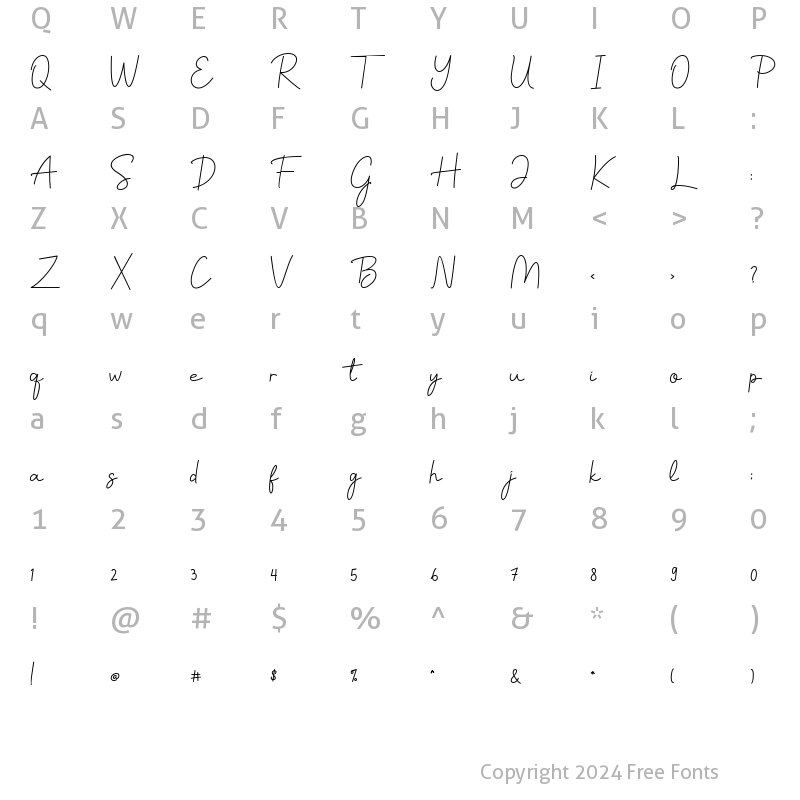 Character Map of Benalla Regular