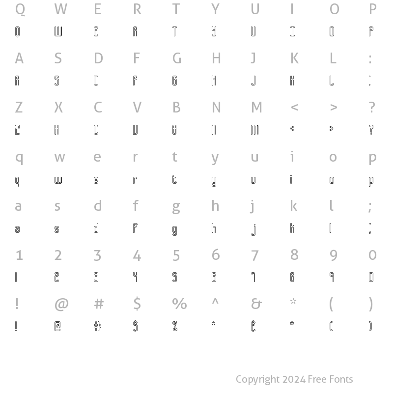 Character Map of Bend 2 Squares OL1 BRK Normal