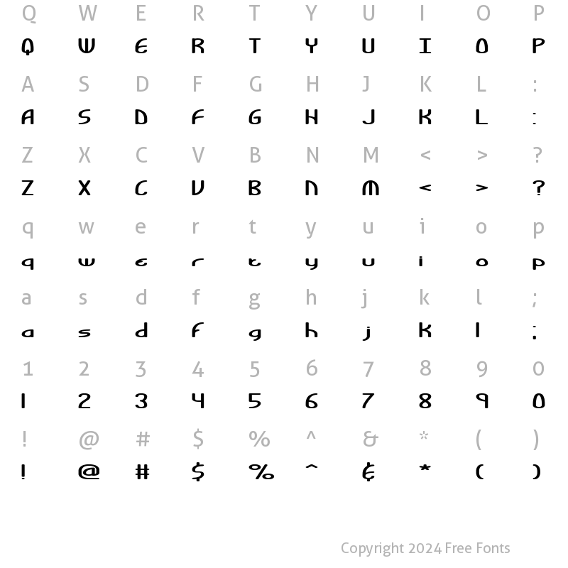 Character Map of Bendable (BRK) Regular