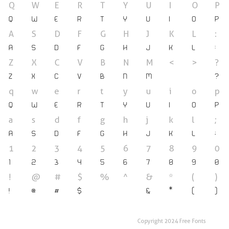 Character Map of Bender Thin