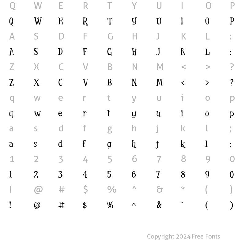 Character Map of Benderville Regular