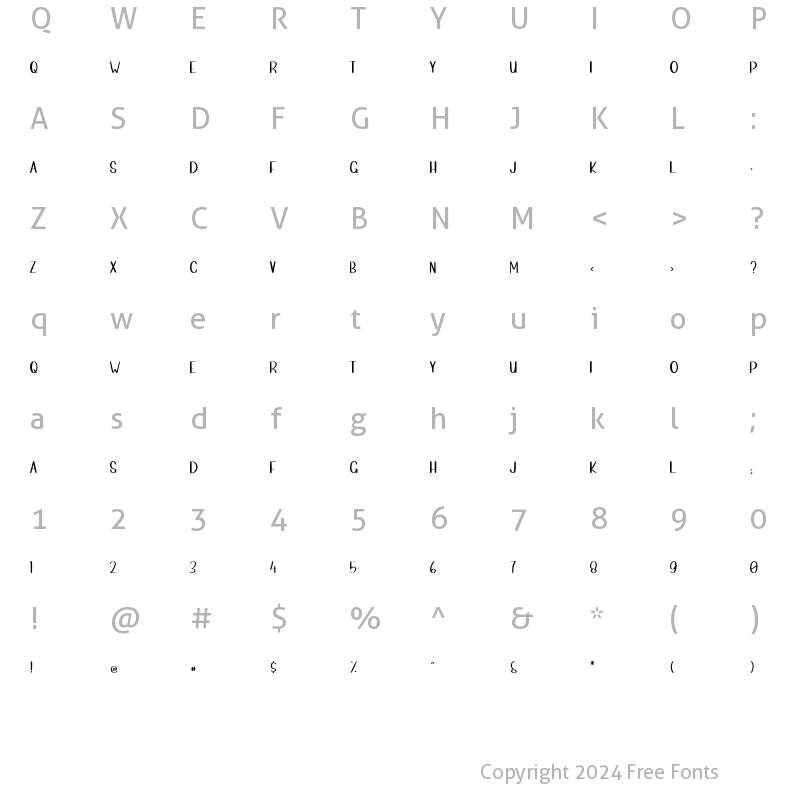 Character Map of Bendhigola AllCaps AllCaps