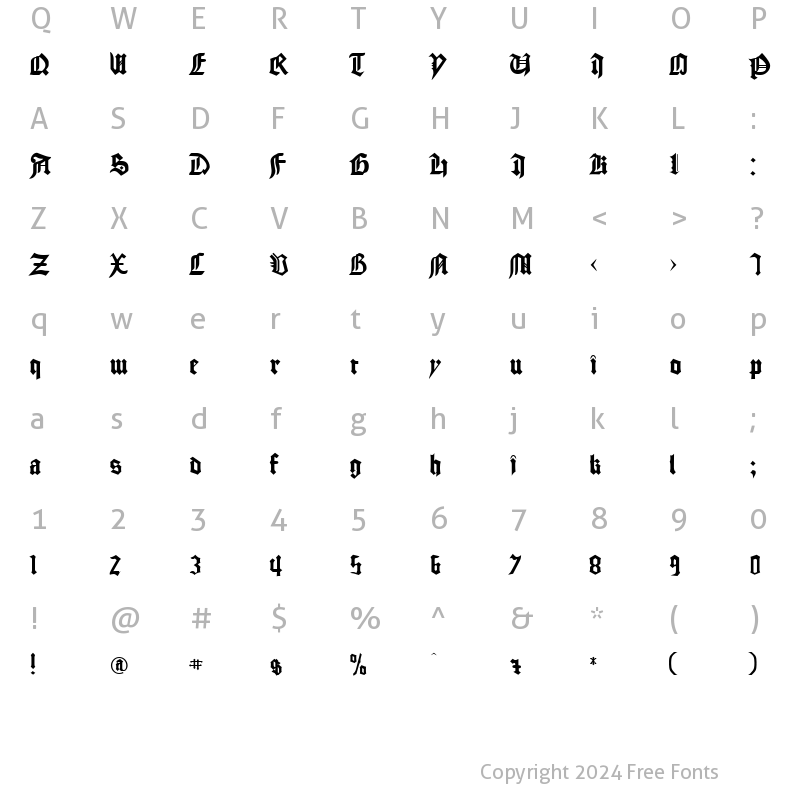 Character Map of Benediktin Regular