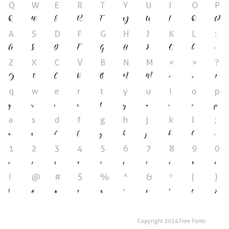 Character Map of beneficha Regular