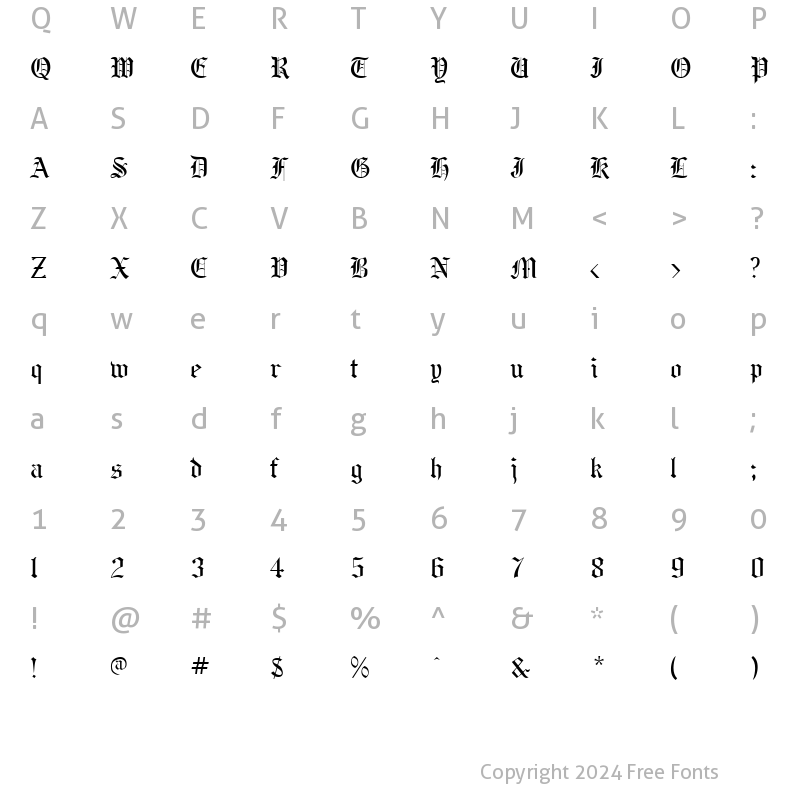 Character Map of BeneScriptine Regular