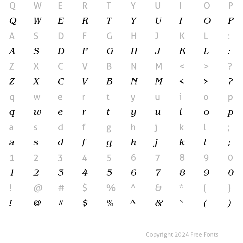 Character Map of BenguiatItcTEE Italic