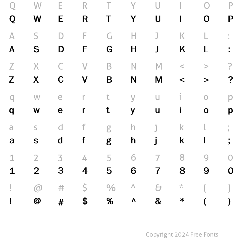 Character Map of Benjamin Gothic Bold