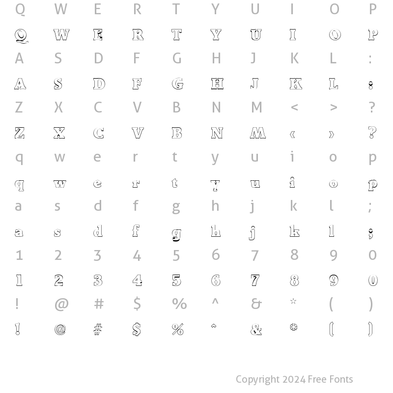 Character Map of BenjaminBeckerOutline-Heavy Regular