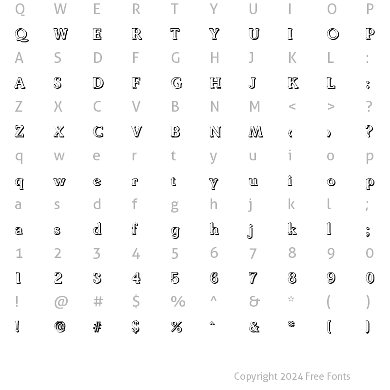 Character Map of BenjaminBeckerShadow-Medium Regular