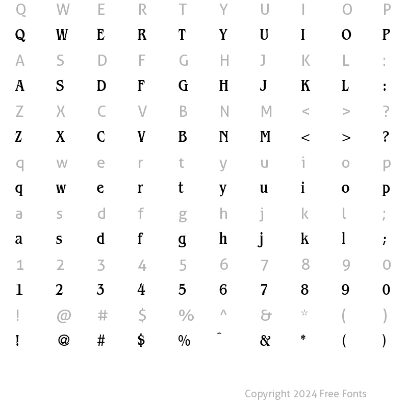 Character Map of BenjaminCondMedium Regular