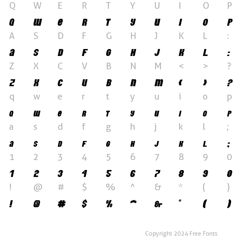 Character Map of Benjor Italic