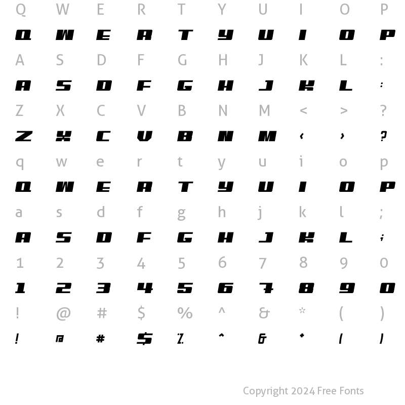 Character Map of Benn Bold Italic