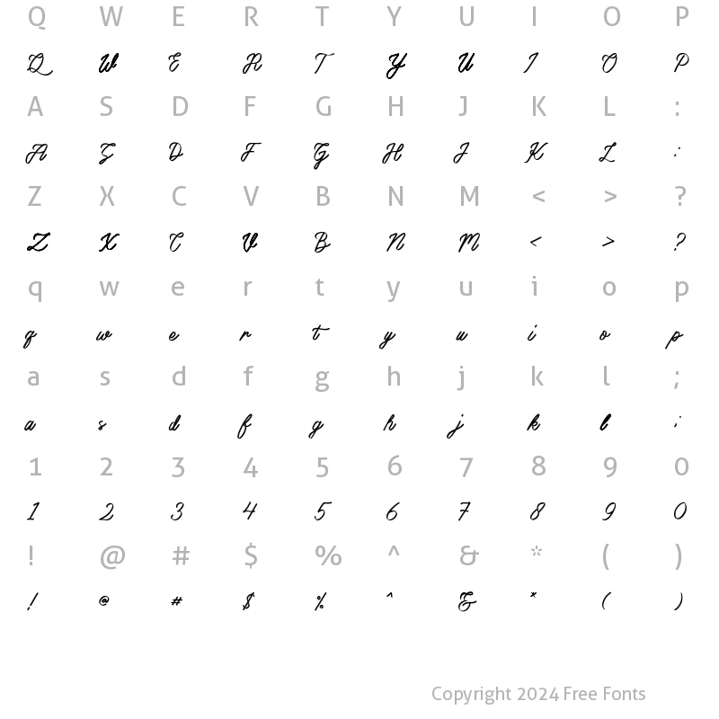 Character Map of Bennington Glow Regular