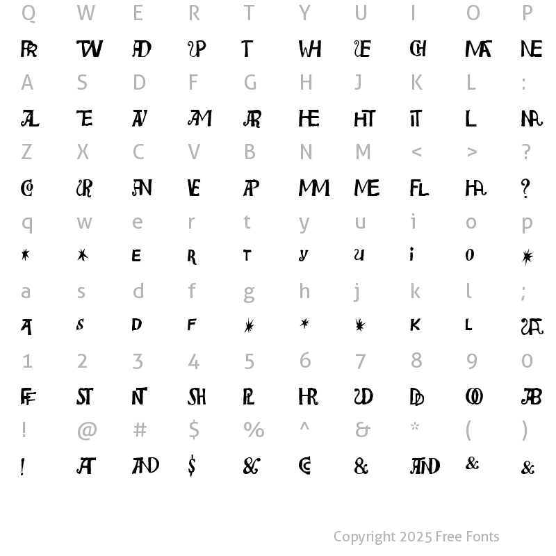 Character Map of Bensgothic Ligatures Regular