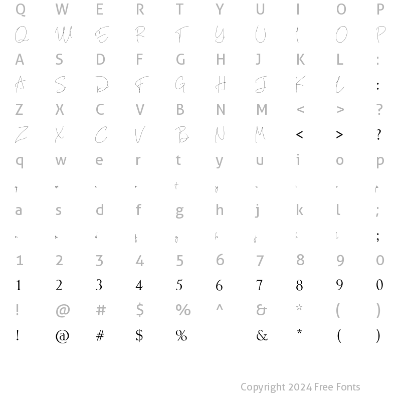 Character Map of Bente Lite Regular