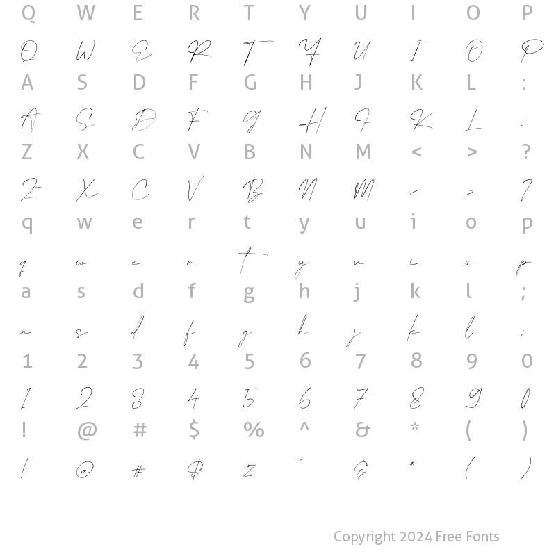 Character Map of Bentila Signate Regular