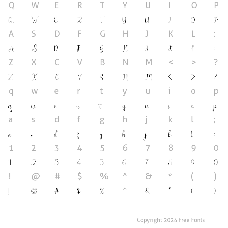 Character Map of Bentley Script Regular