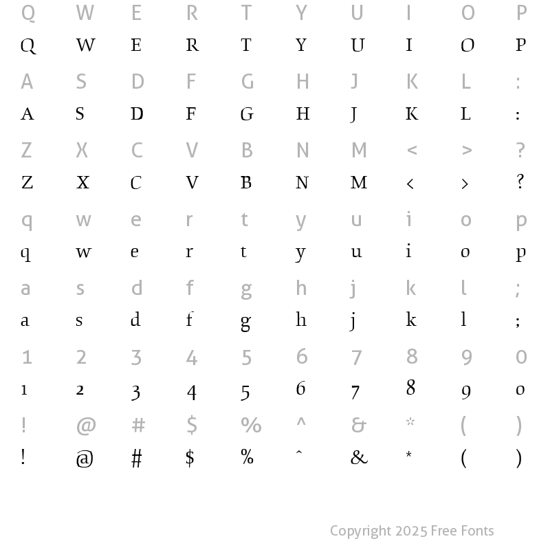 Character Map of BeowolfSerifR23 Regular