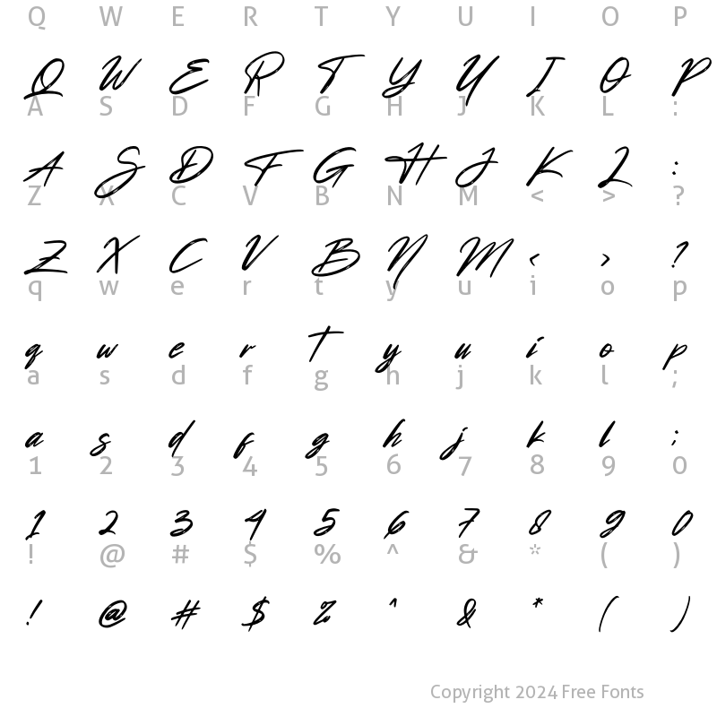 Character Map of Beratone Emadre Italic