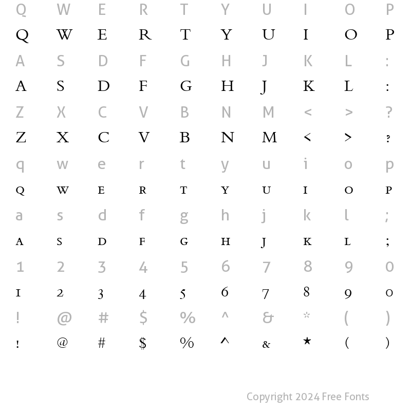 Character Map of BergamoSmc Regular