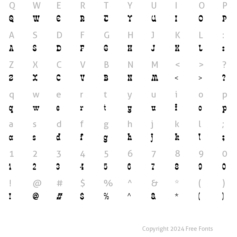 Character Map of Bergas Regular