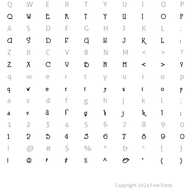 Character Map of BerglingFantasiaNF Bold