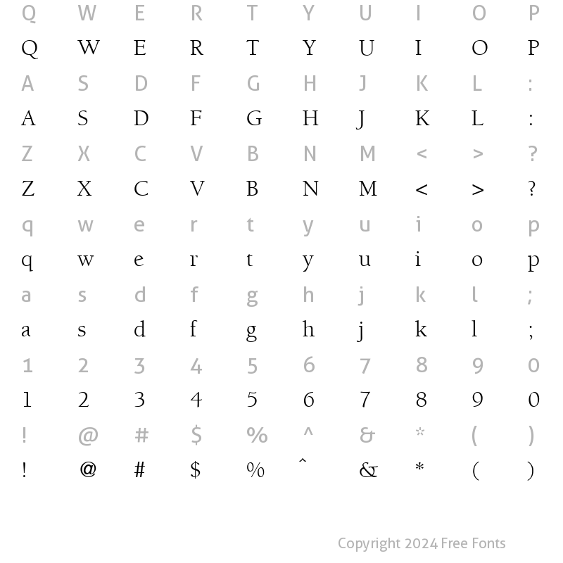 Character Map of BergmannOldStyle Regular