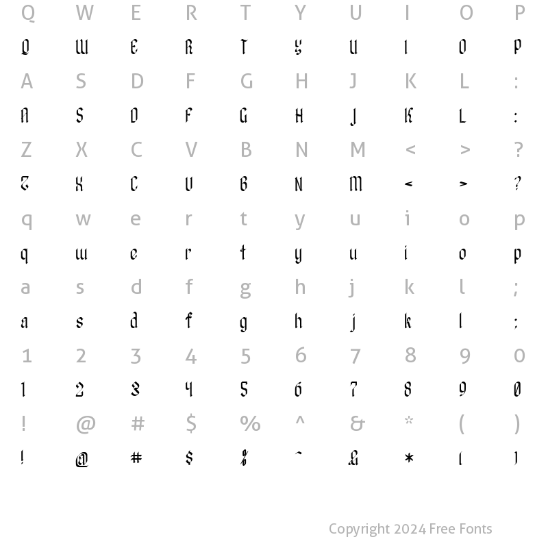 Character Map of Bergolost Regular