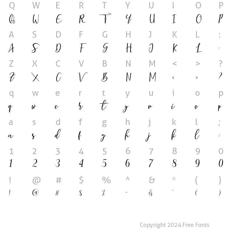 Character Map of Berhilda Script Regular