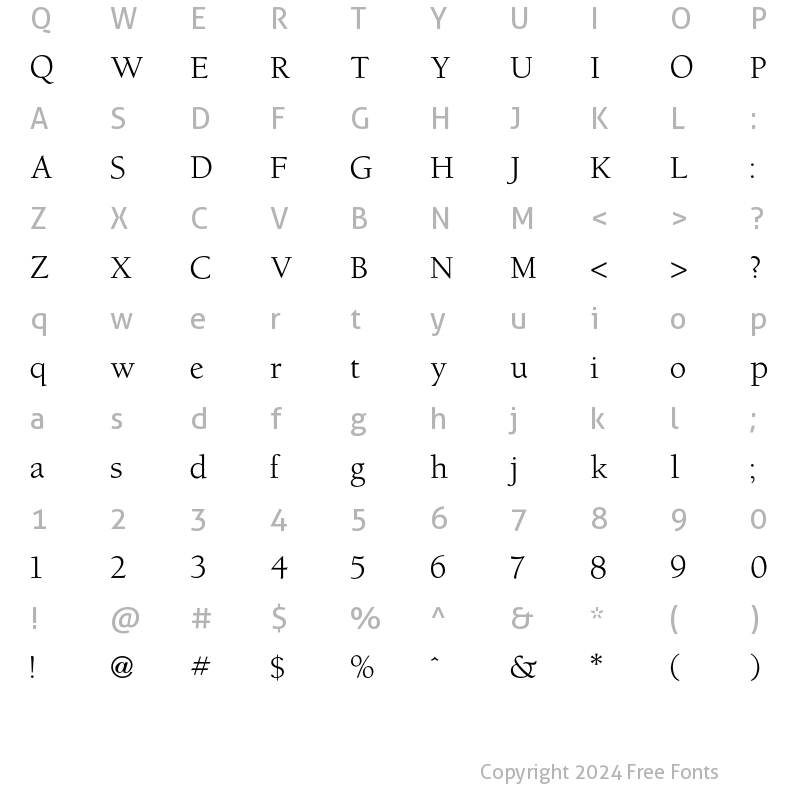 Character Map of Berkeley OldstyleBook Regular