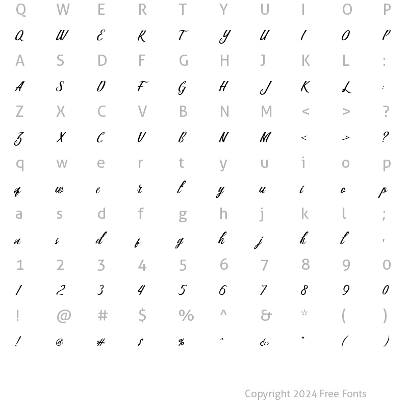 Character Map of Berlin Script Medium